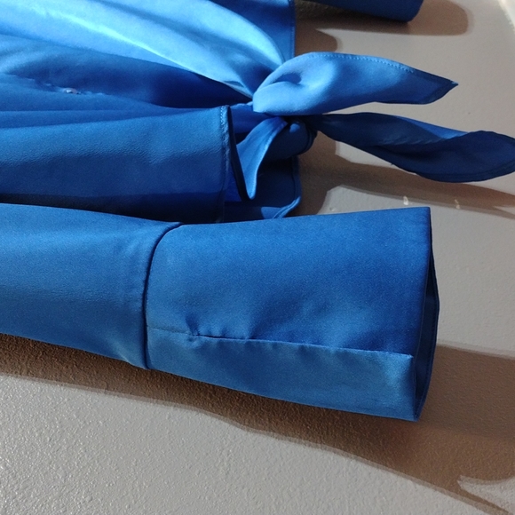 Worthington Sz Small Royal Blue Button Down Dress Shirt w/ front tie nwot - Picture 3 of 6